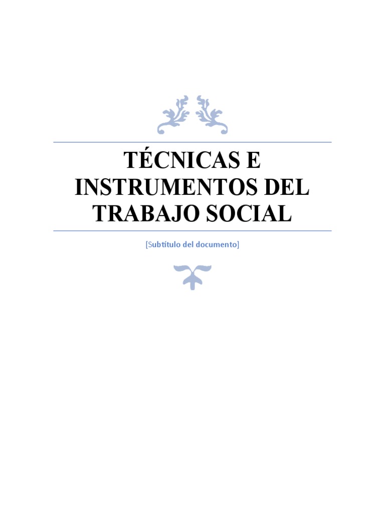 TECNICAS E INSTRUMENTOS Trabajo Social | PDF | Trabajo Social | Información