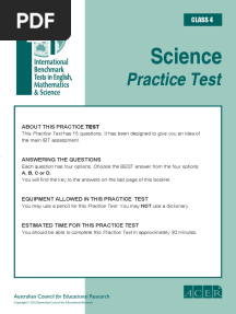 IBT Sample Grade 4 Science