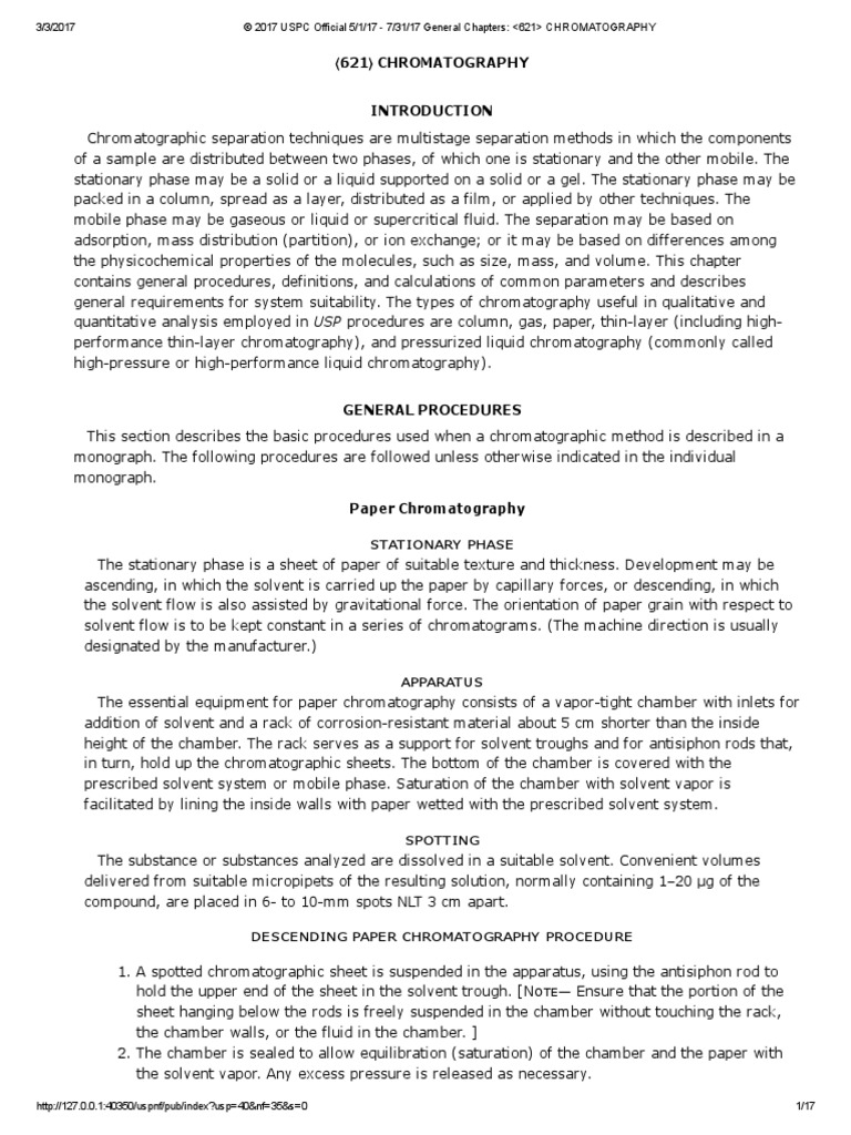 Chromatography Usp Monograph PDF Chromatography High Performance Liquid Chromatography