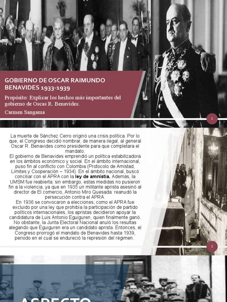 Gobierno de Oscar Raimundo Benavides 1933-1939 | PDF