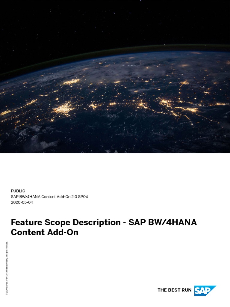 Feature Scope Description SAP BW/4HANA Content AddOn PDF