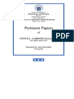 Pertinent Papers: Venus L. Jabonitalla, LPT
