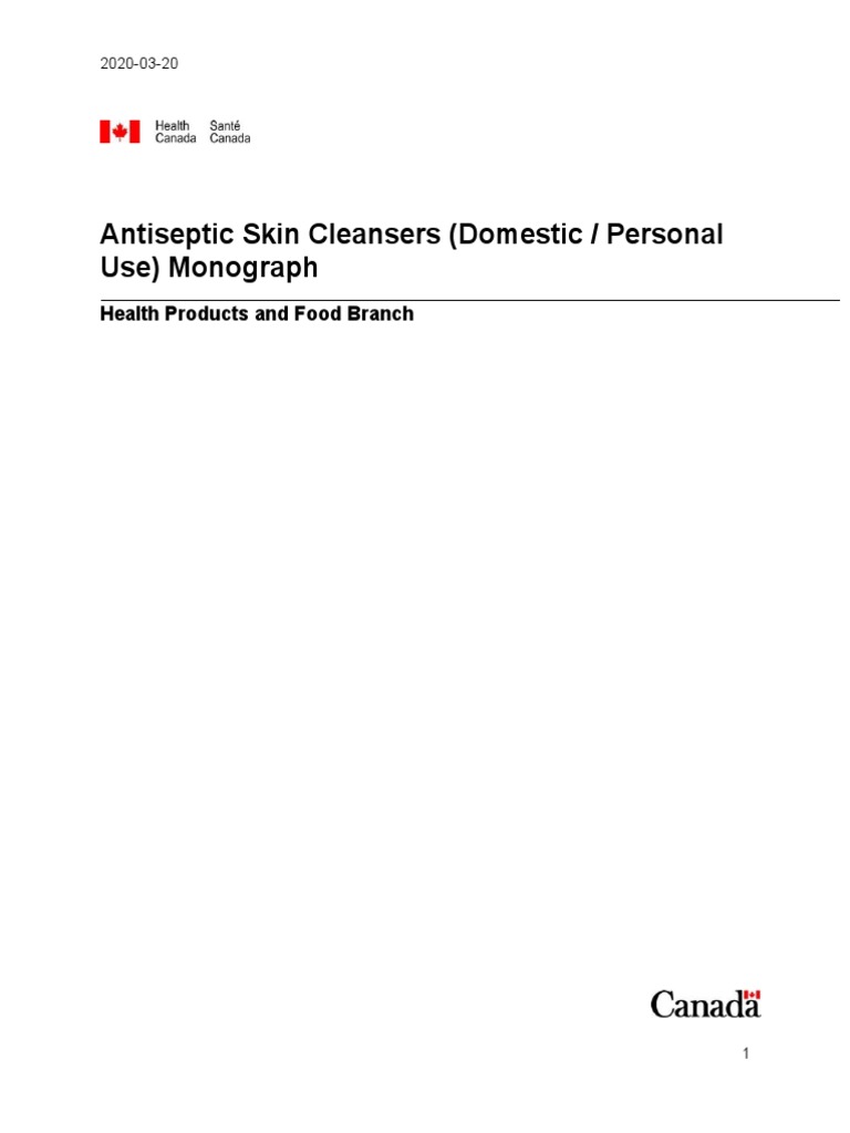 Antiseptic Skin Cleansers (Domestic / Personal Use) Monograph PDF