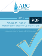 Need-to-Know Criteria: Wastewater Collection Operator Class I