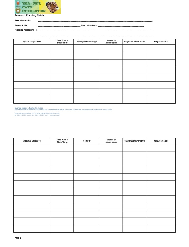 Research Plan Format Pdf