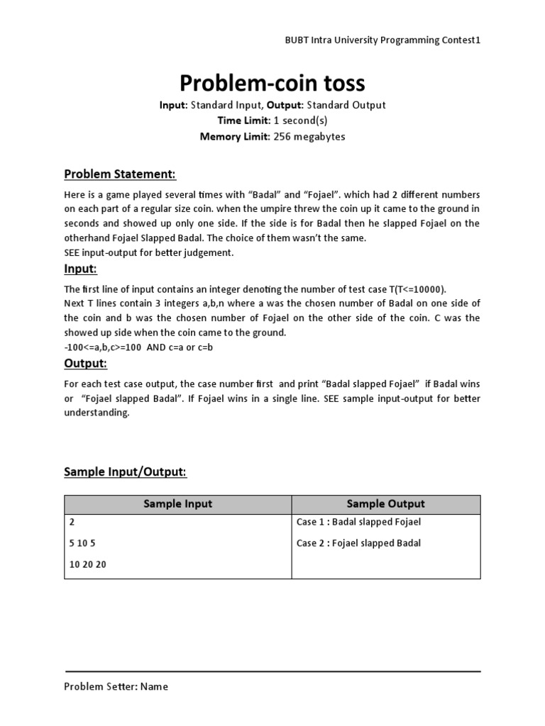 Coin Toss | PDF