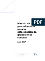 Manual de Procedimiento Catalogación de Grabaciones Sonoras