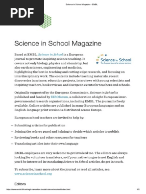 Science in School Magazine - EMBL | PDF | Social Science | Science 