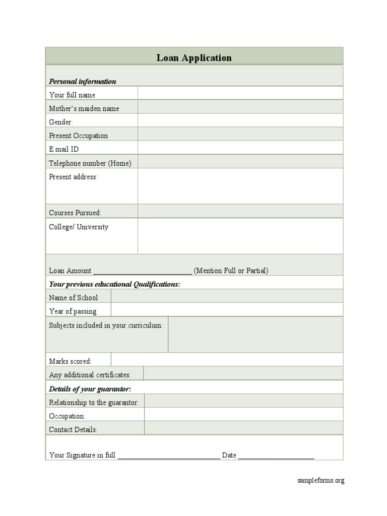 Loan Application Form Template | PDF | Career & Growth