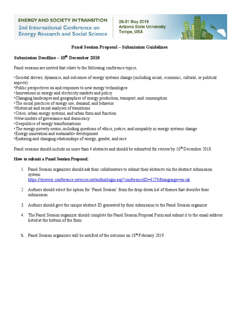 Panel Session Proposal - Submission Guidelines Submission Deadline - 10 ...