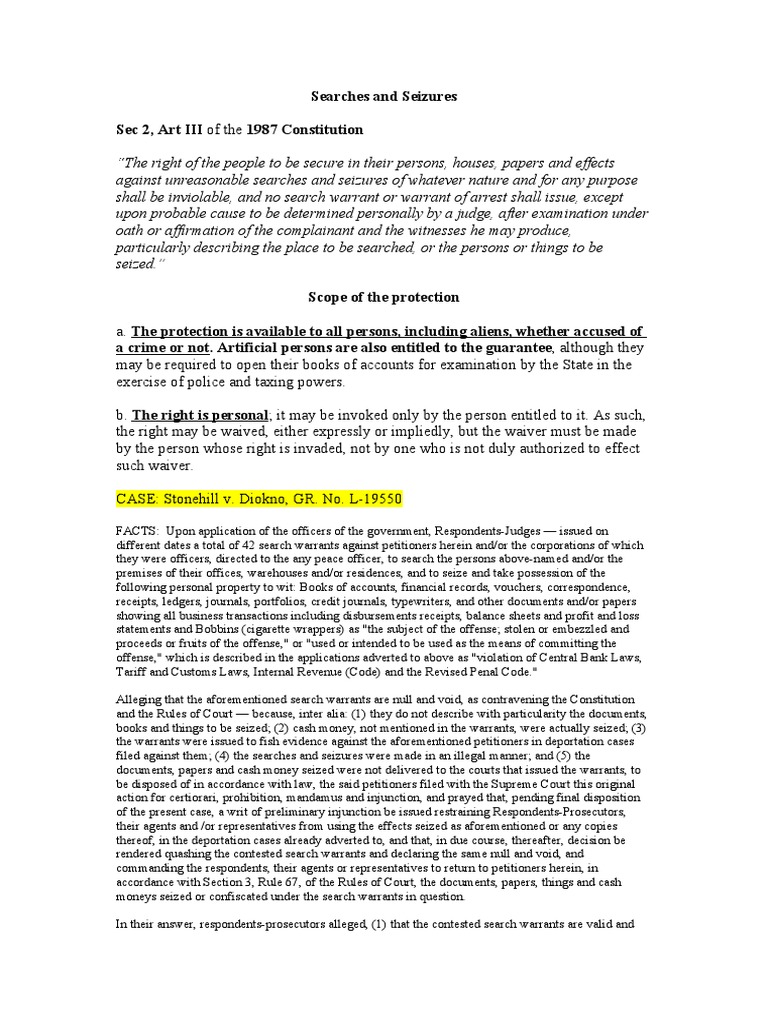 Understanding Searches and Seizures Rights | PDF | Search And Seizure ...