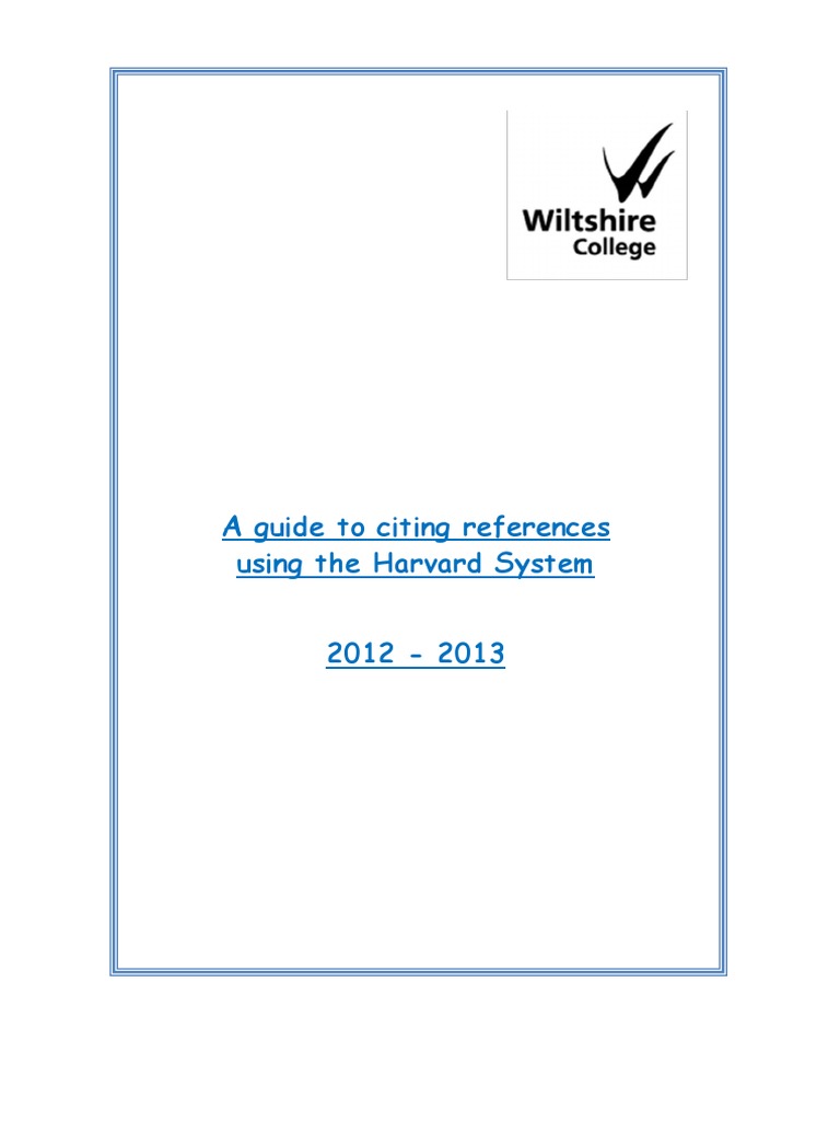 A Guide To Citing References Using The Harvard System 2012 - 2013 | PDF ...