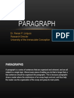 Paragraph: Dr. Renan P. Limjuco Research Director University of The Immaculate Conception