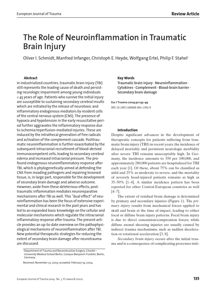The Role of Neuroinflammation in Traumatic Brain Injury | PDF ...