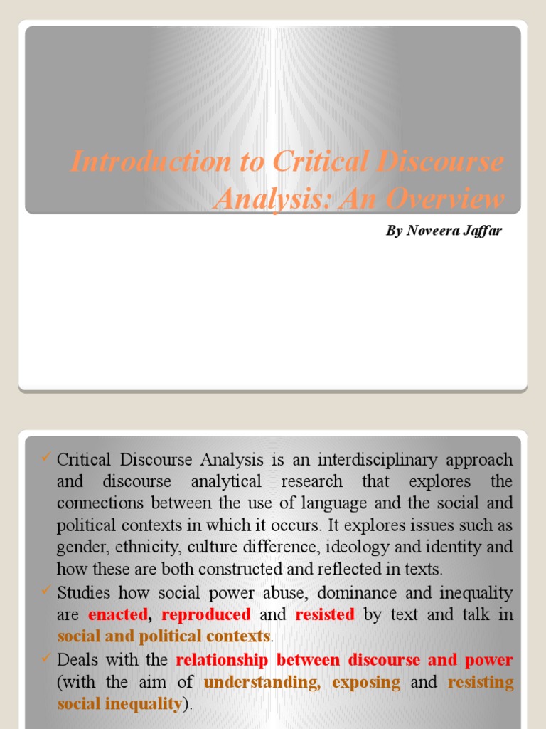 Critical Discourse Analysis Pdf Notes