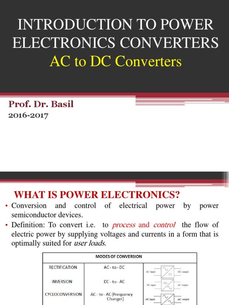 Introduction To Power Electronics Converters PDF Rectifier Power