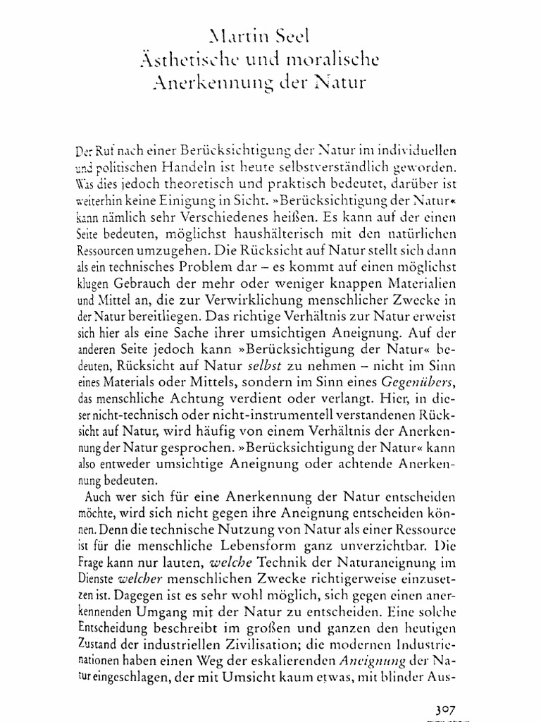 Seel, Martin Ästhetische Und Moralische Anerkennung Der Natur PDF