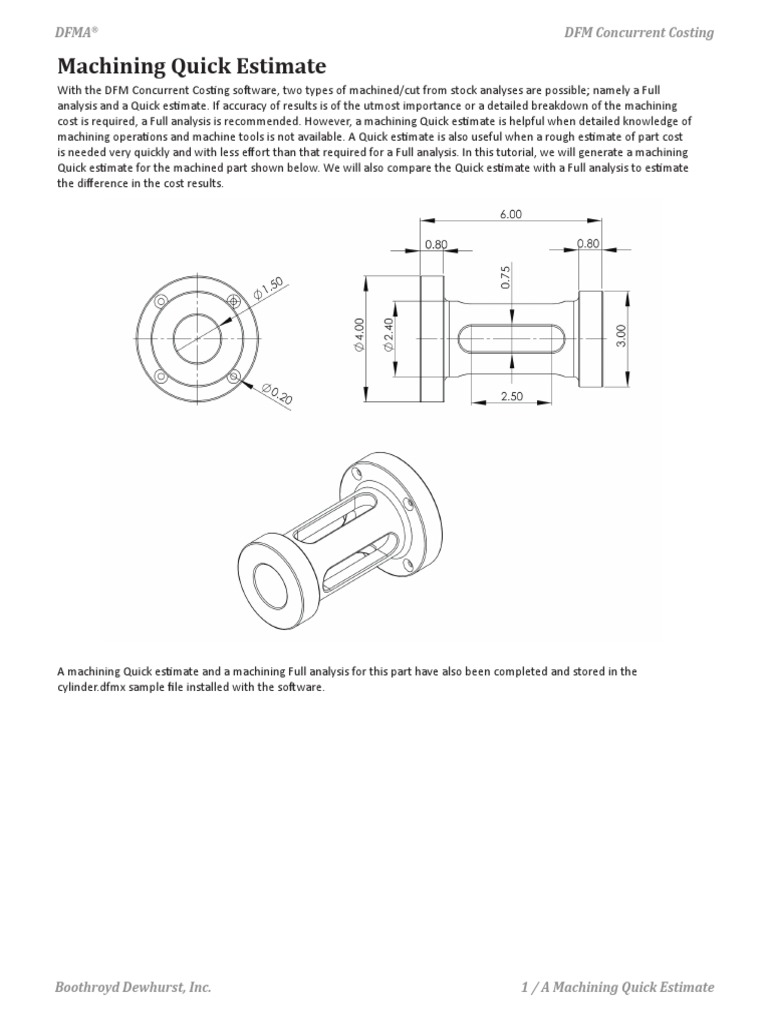 Machining Quick Estimate: DFM Concurrent Costing Dfma | PDF | Machining ...