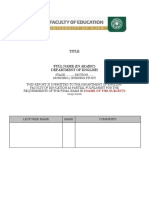 Department of English Report Form