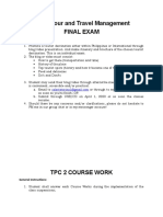 TPC 2 Tour and Travel Management Final Exam: Instructions