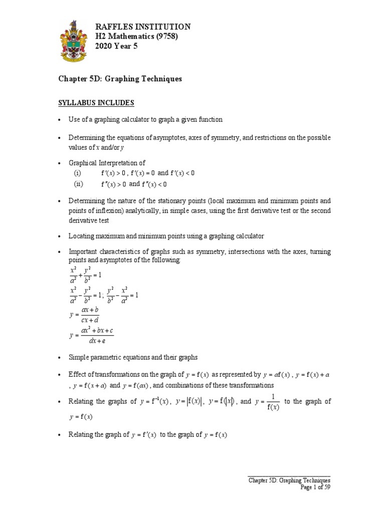 Graphing Techniques for H2 Mathematics | PDF | Asymptote | Monotonic ...