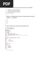 Operator Overloading Mcqs