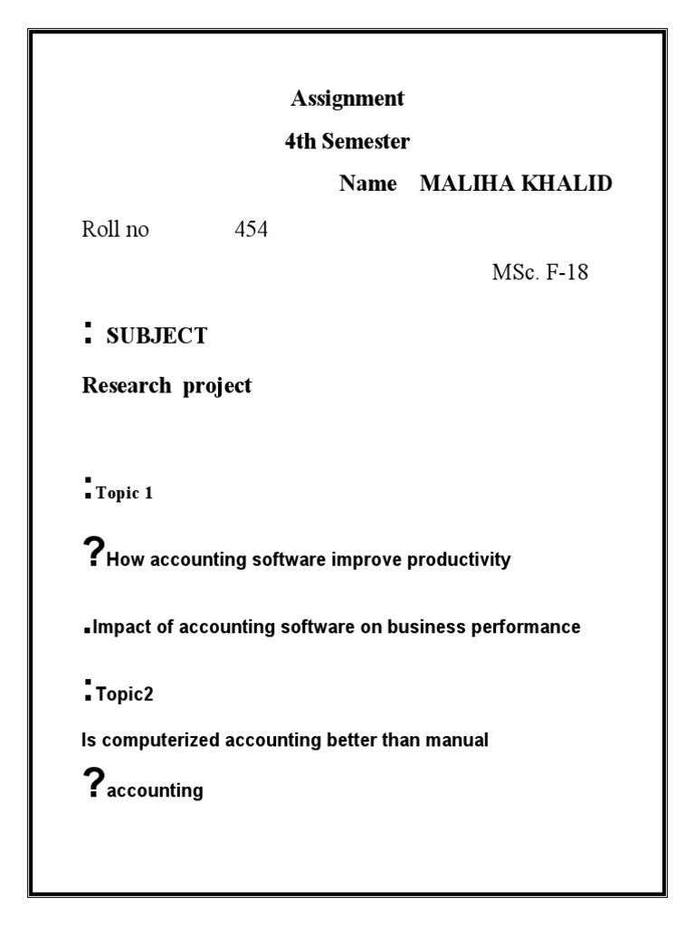 1st Assignment of Research Project | PDF