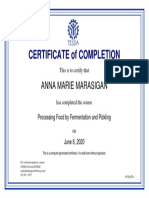 Processing Food by Fermentation and Pickling - Certificate of Completion