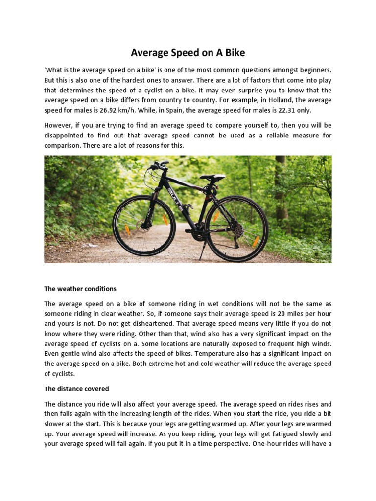 Average Speed On A Bike PDF | PDF | Speed | Wound