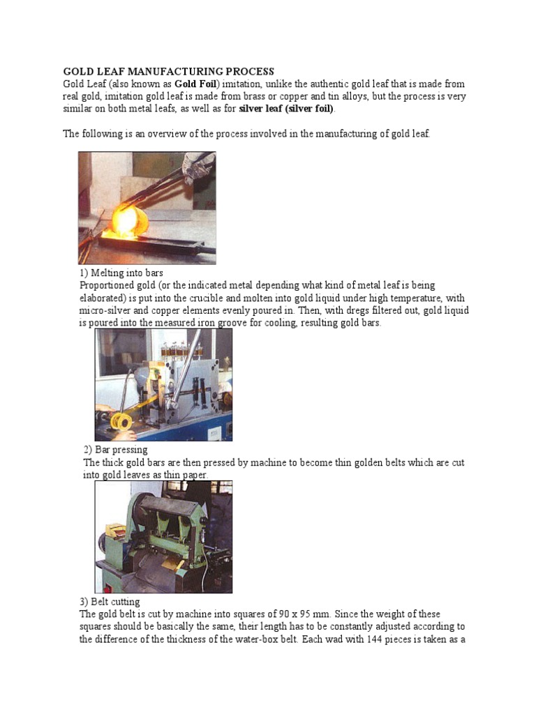 Gold Leaf Manufacturing Process PDF Gold Building Engineering
