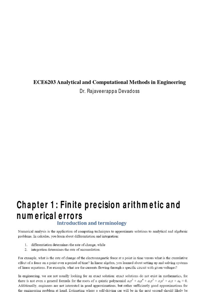 Analytical and Computational Methods in Engineering ch1 PDF | PDF