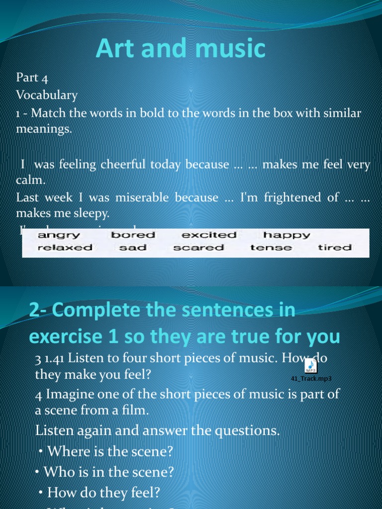 Art and Music Vocabulary Exercises | PDF | Entertainment (General)