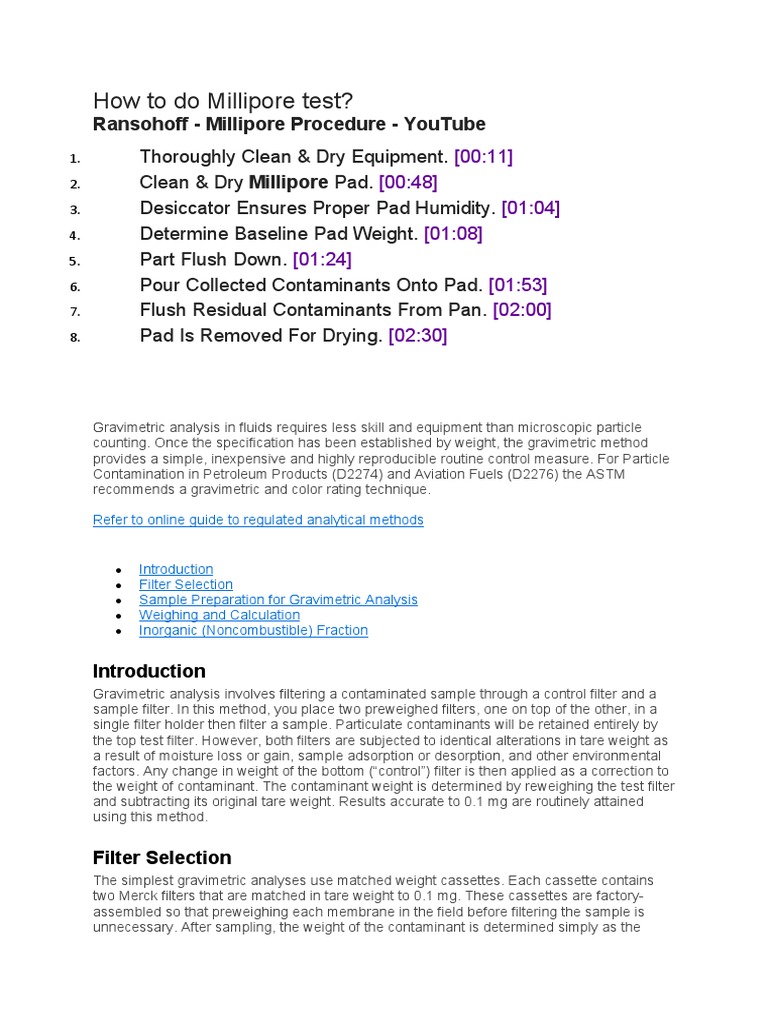 How To Do Millipore Test | PDF | Microscopy | Electron Microscope