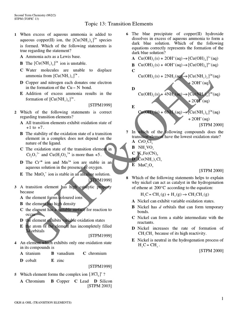 Smart Syllabus for 9th Class Chemistry | PDF | Transition Metals ...