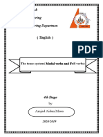 University of Kirkuk College of Engineering Electrical Engineering Departmen The tense system( Modal verbs and Full verbs