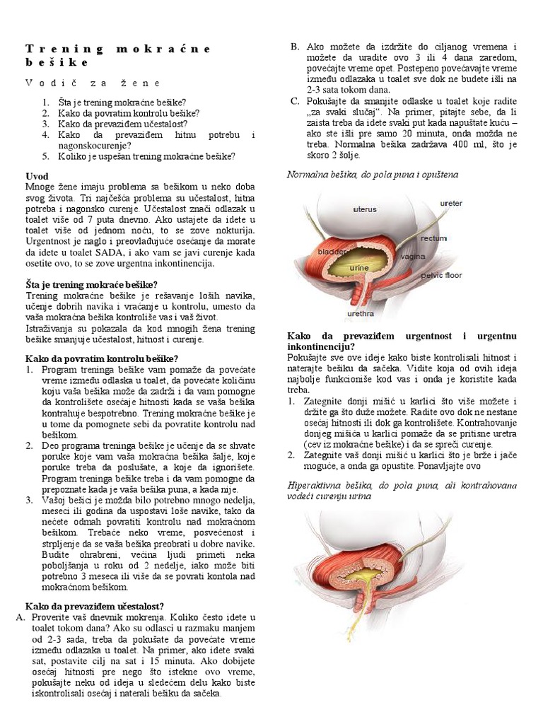 Bladder Training Croatian PDF | PDF