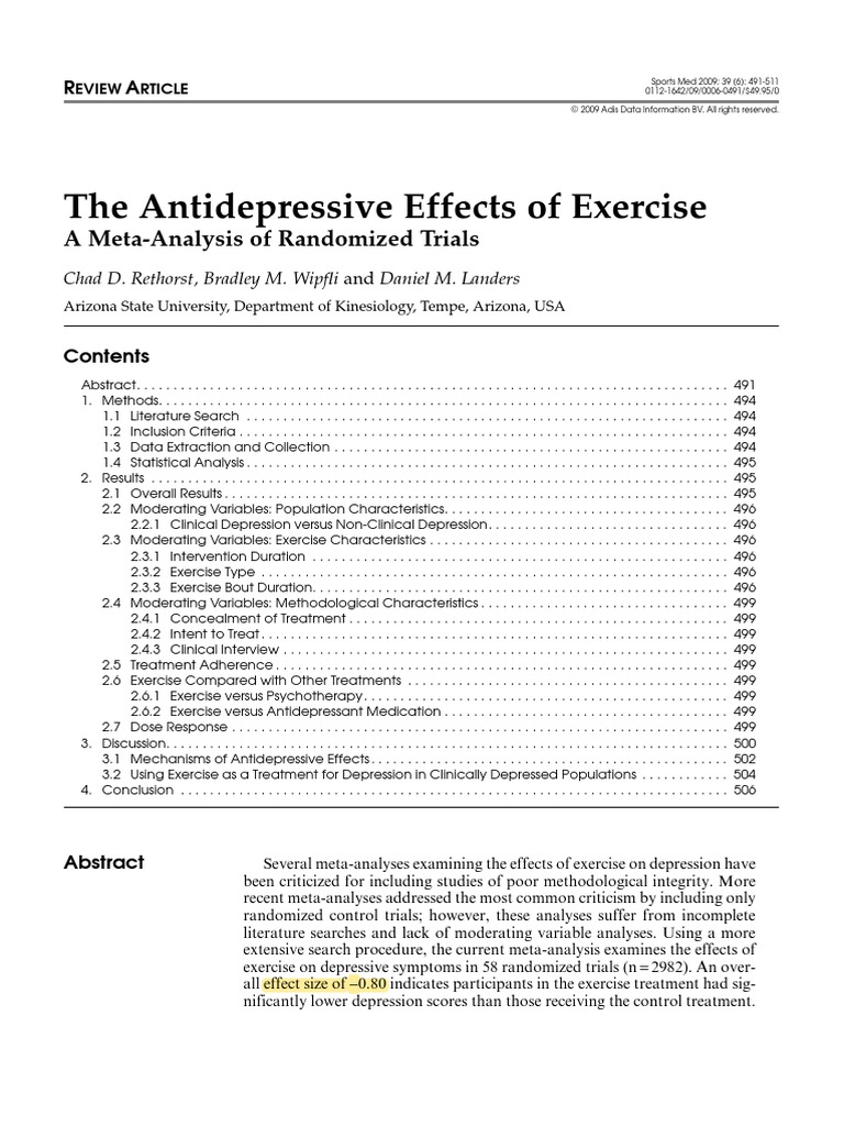 Exercise's Impact on Depression | PDF | Major Depressive Disorder ...