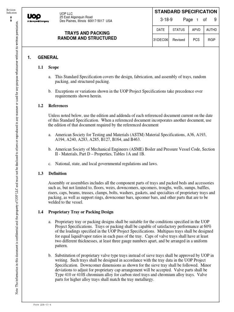 Trays and Packing Specification Guide | PDF | Sheet Metal | Steel