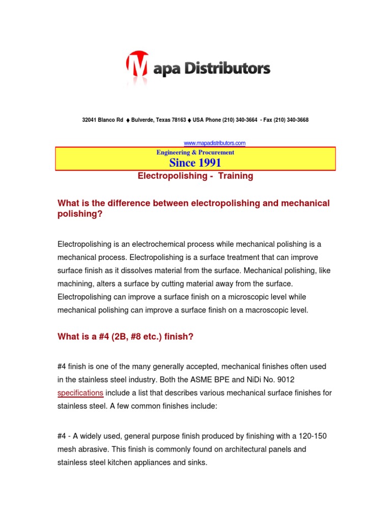 What is the difference between electropolishing and mechanical