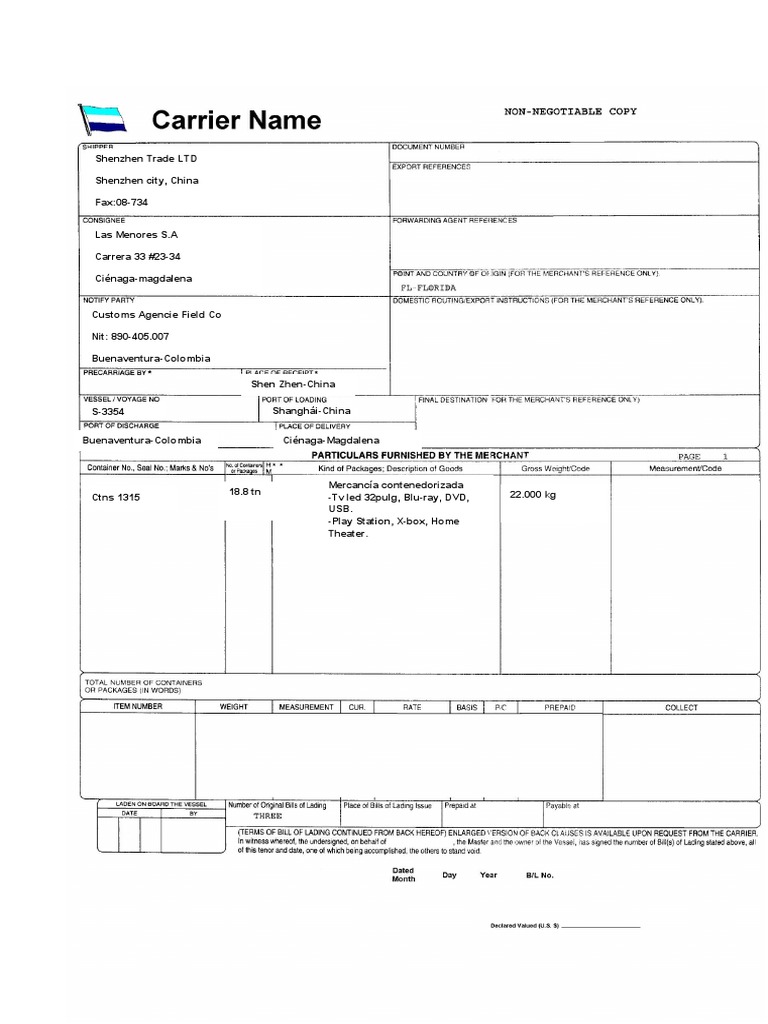 Formato BL | PDF