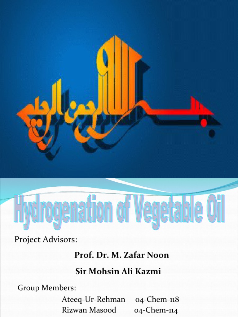 Hydrogenation of Vegetable Oil PDF Hydrogenation Vegetable Oil
