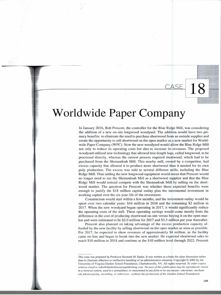 Case 3 Worldwide Paper Company PDF
