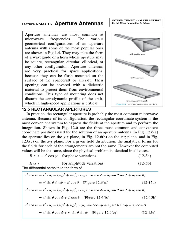 Overview of Aperture Antennas | PDF | Antenna (Radio) | Plane (Geometry)