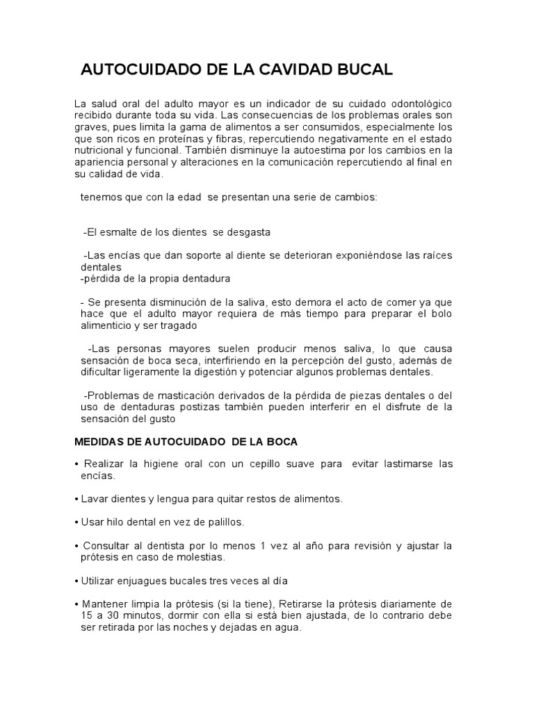 Autocuidado Bucal en Adultos Mayores | PDF | Dentadura postiza ...