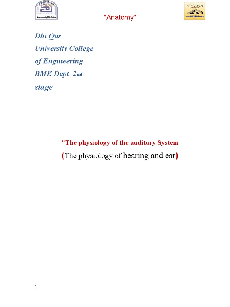 The Physiology of Hearing and Ear | PDF | Ear | Hearing