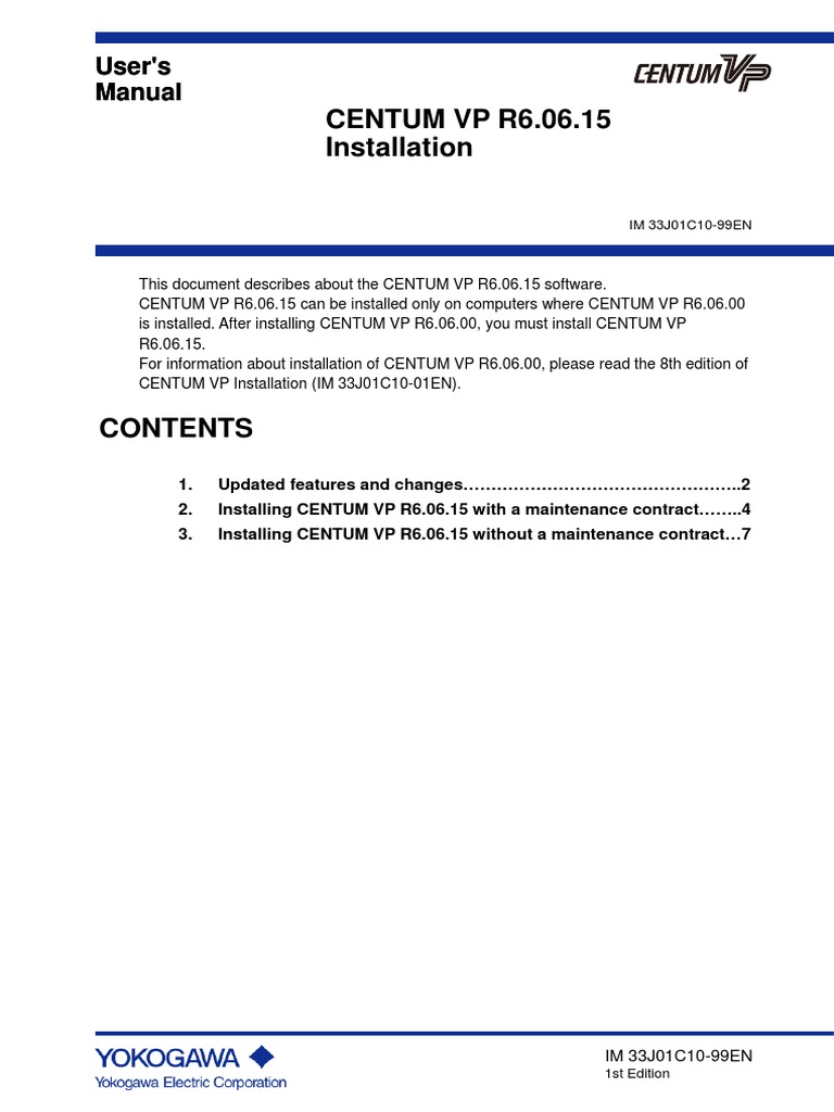 CENTUM VP R6.06.15 Installation: User's Manual User's Manual | PDF ...