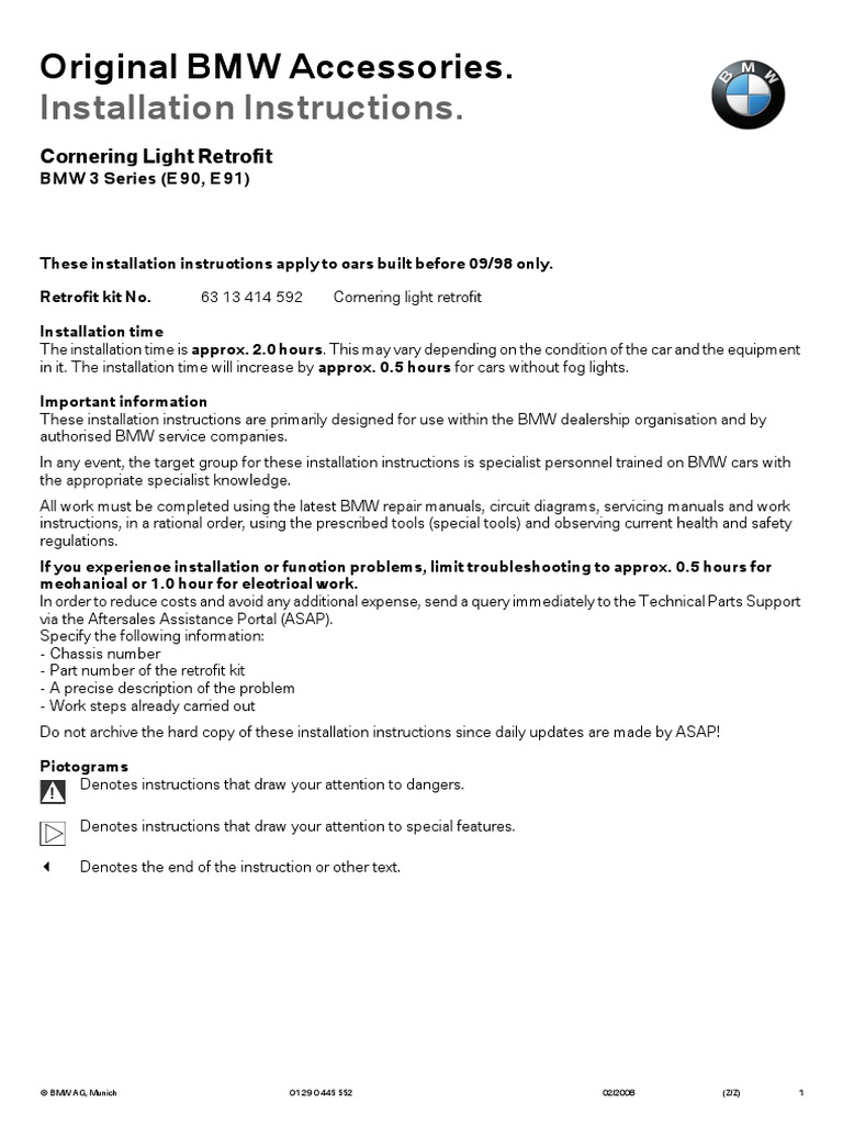 E90 E91 Cornering Light Retrofit PDF Electrical Connector