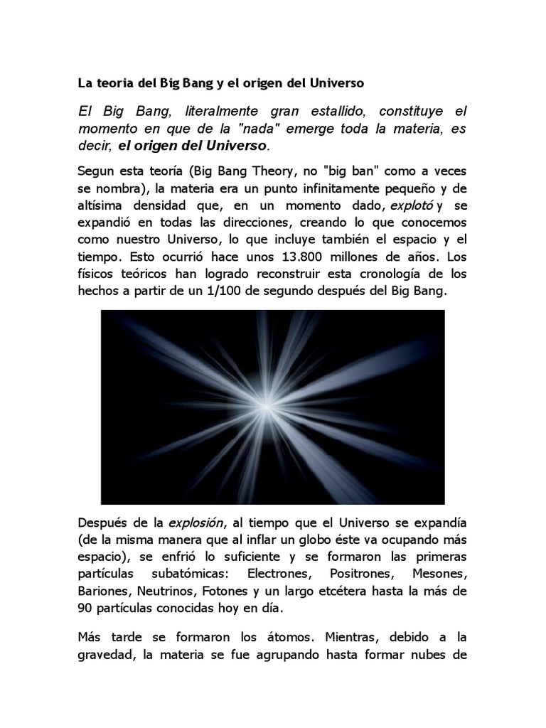 La Teoria Del Big Bang y El Origen Del Universo | PDF | Big Bang | Universo