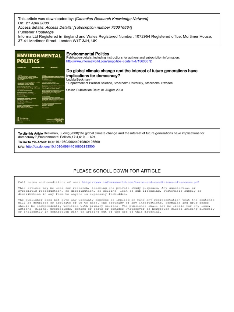 Climate Change and Democracy's Future | PDF | Sovereignty | Democracy