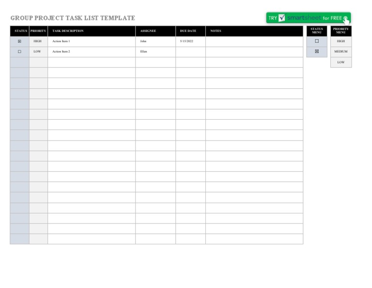 IC Group Project Task List Template 8624 | PDF